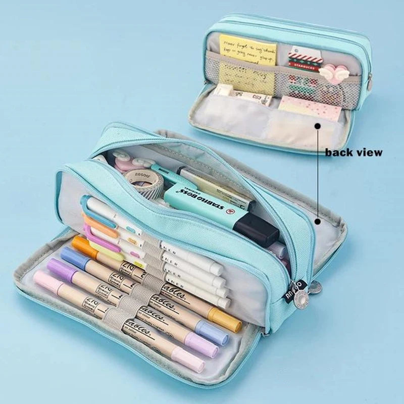 Large Capacity Pencil Case – Double-Sided Zippered Storage Bag