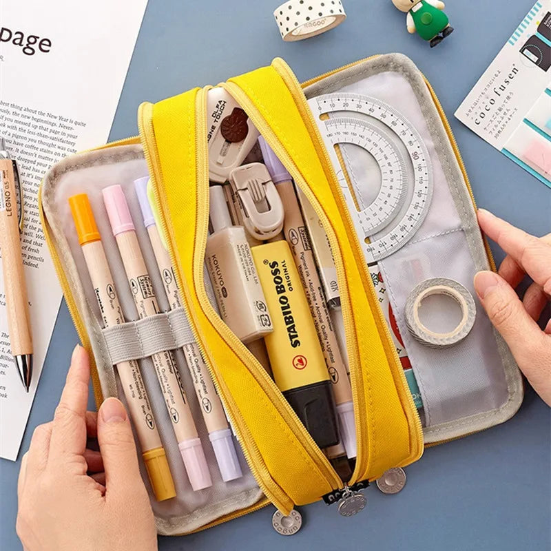 Large Capacity Pencil Case – Double-Sided Zippered Storage Bag