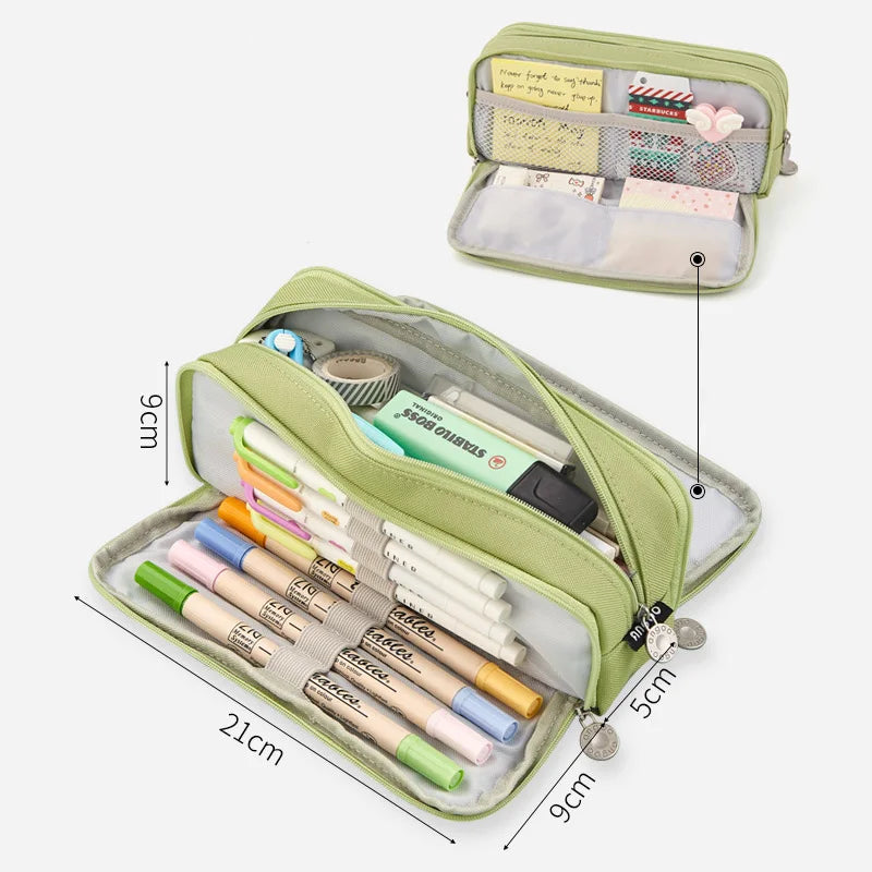 Large Capacity Pencil Case – Double-Sided Zippered Storage Bag