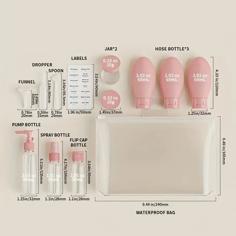 11-Piece Travel Bottle Set – TSA-Approved Leak-Proof Containers