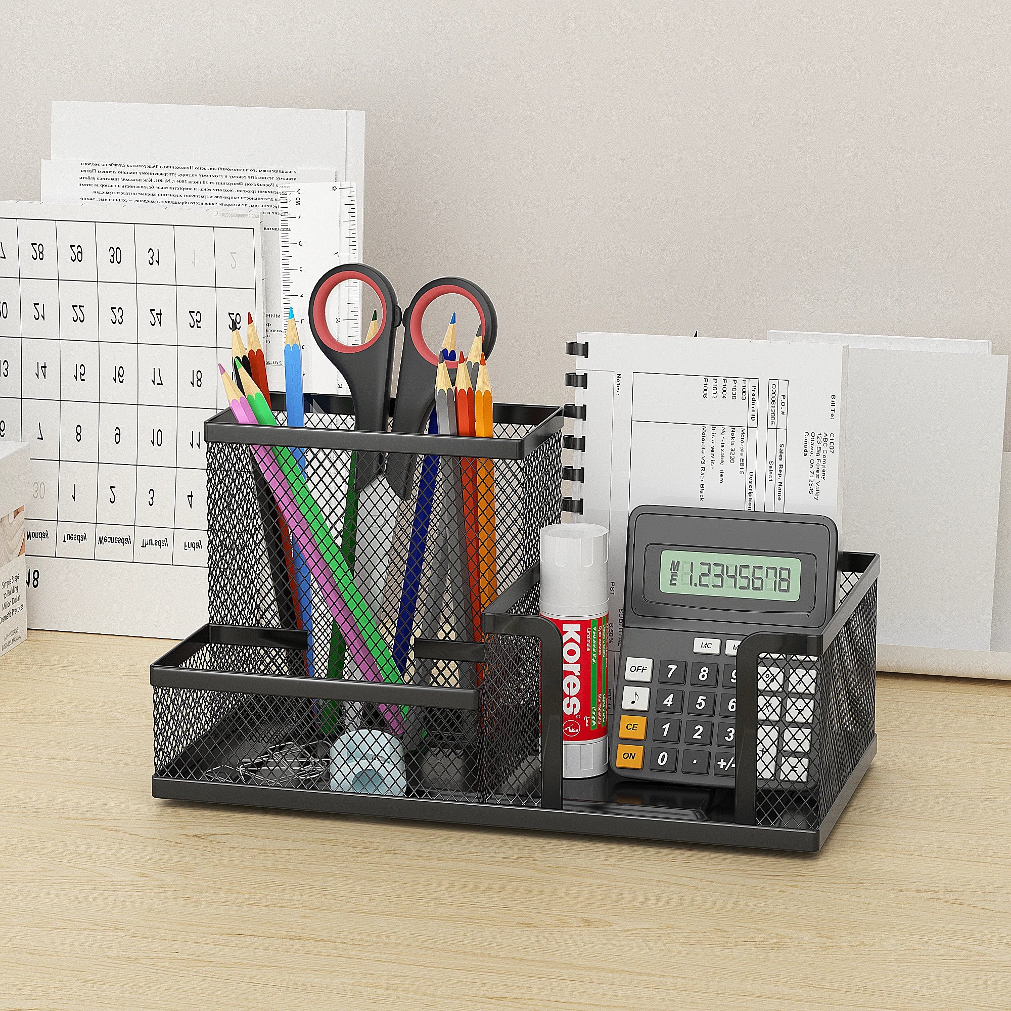 Mesh Desk Organizer with Pencil Holder – Office Supplies Caddy