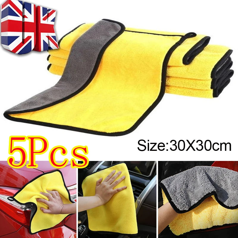 5-Pack Super Absorbent Microfiber Car Wash Towels