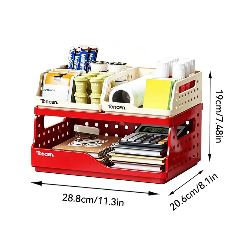3-Tier Desktop Organizer with 2 Large Drawers – Office & Desk Storage