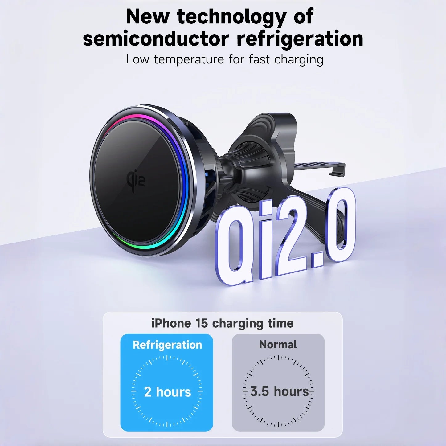 RGB Air Vent Phone Mount with 25W Fast Wireless Charger & Cooling Fan