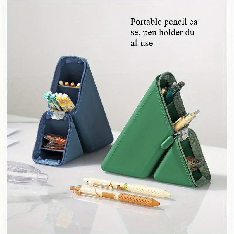 Foldable Silicone Pen Holder – Large Capacity Expandable Desk Organizer