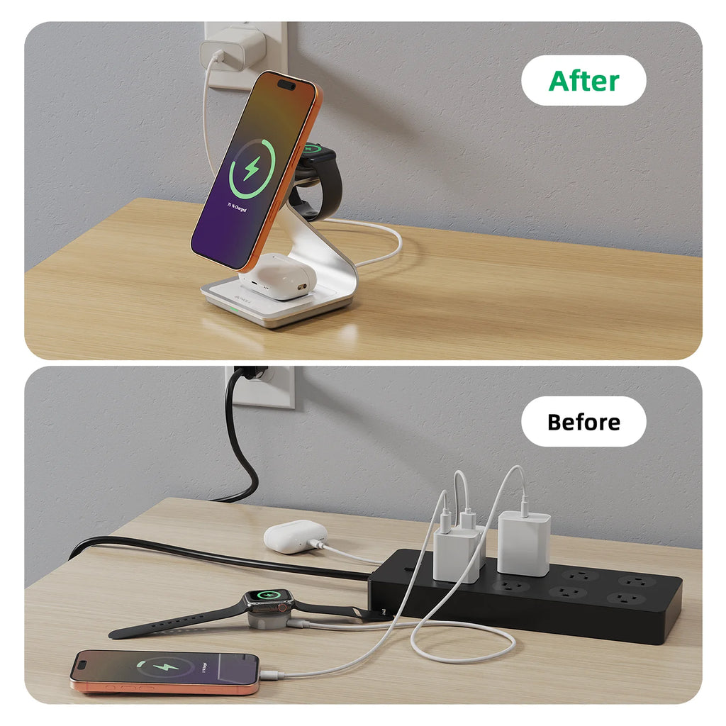 Bonola 3-in-1 Magnetic Wireless Charger for iPhone, AirPods & Apple Watch