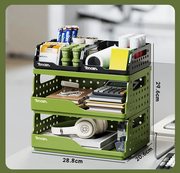 3-Tier Desktop Organizer with 2 Large Drawers – Office & Desk Storage