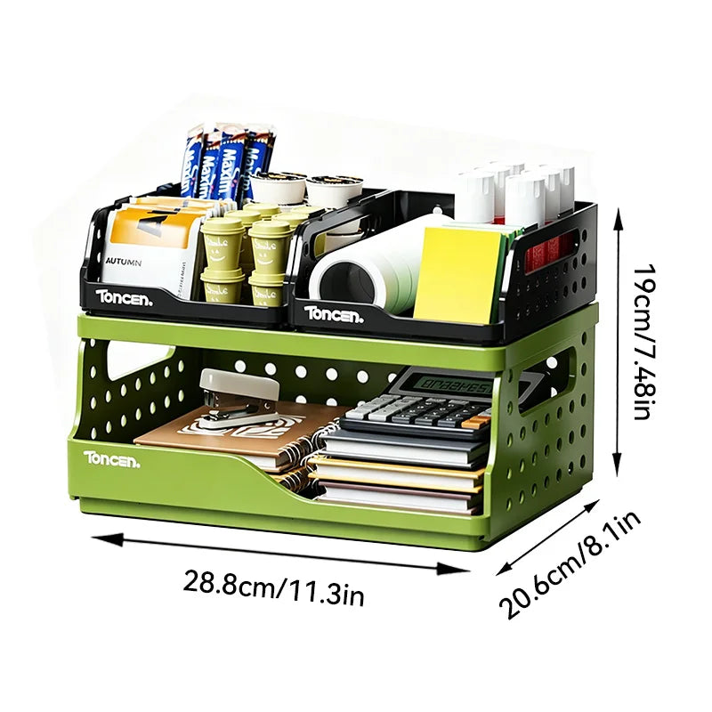 3-Tier Desktop Organizer with 2 Large Drawers – Office & Desk Storage