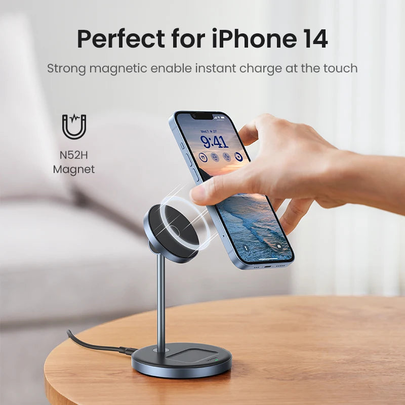 UGREEN 2-in-1 Magnetic Wireless Charger Stand – 7.5W for iPhone & AirPods