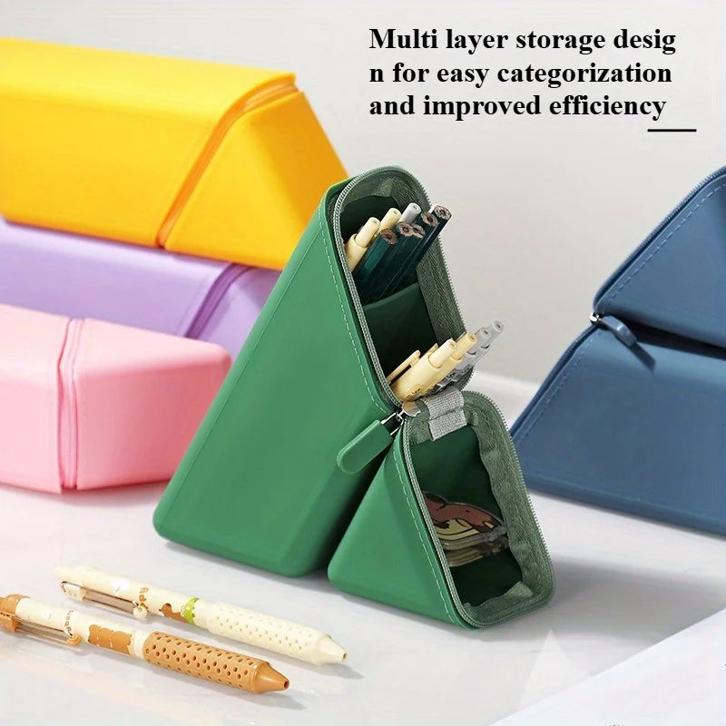 Foldable Silicone Pen Holder – Large Capacity Expandable Desk Organizer