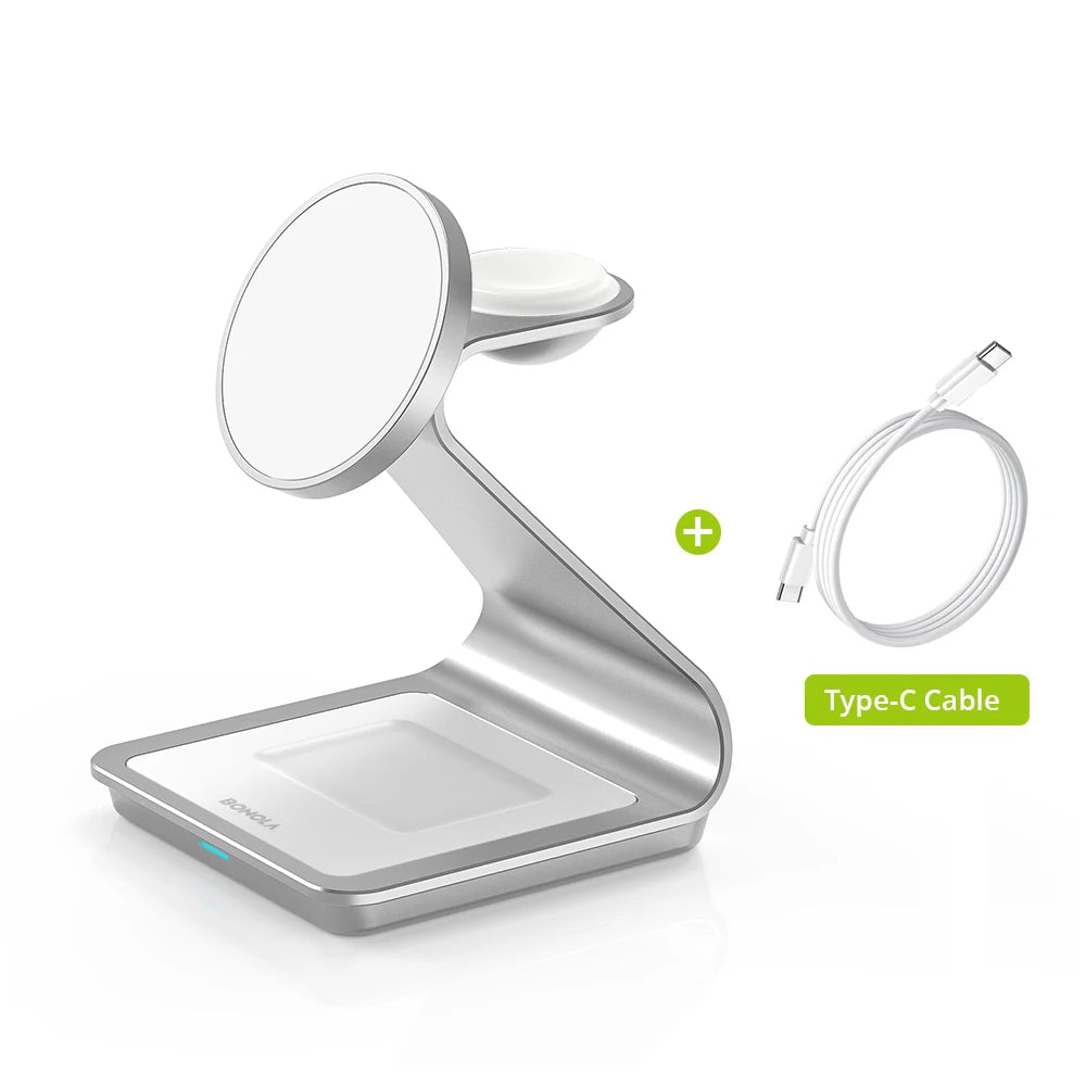 Bonola 3-in-1 Magnetic Wireless Charger for iPhone, AirPods & Apple Watch