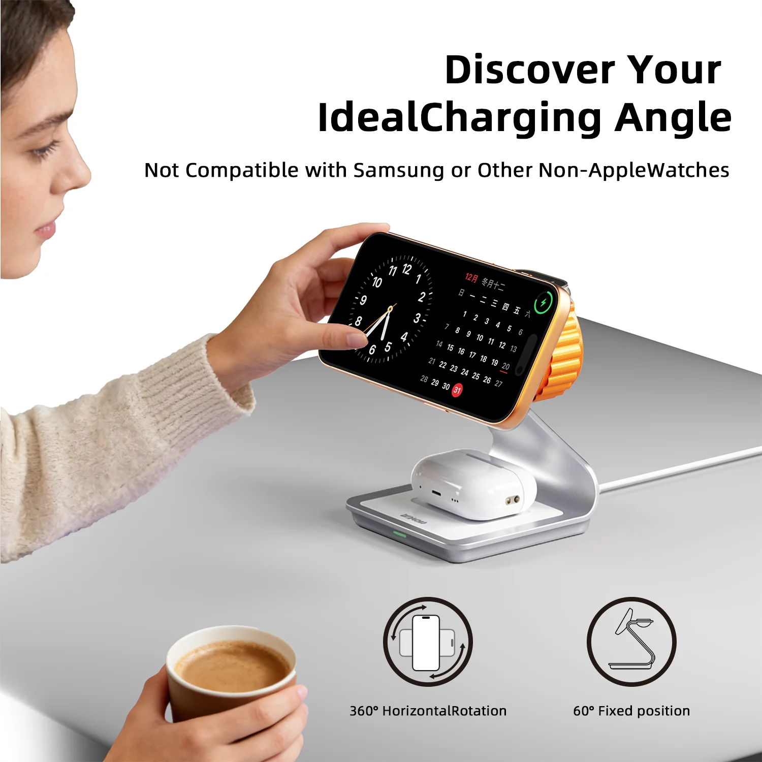 Bonola 3-in-1 Magnetic Wireless Charger for iPhone, AirPods & Apple Watch
