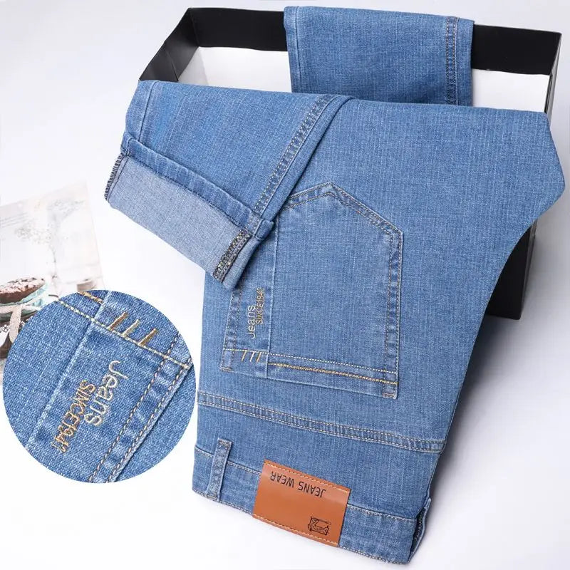 Men's Slim Straight Cotton Jeans – Comfortable Everyday Fit
