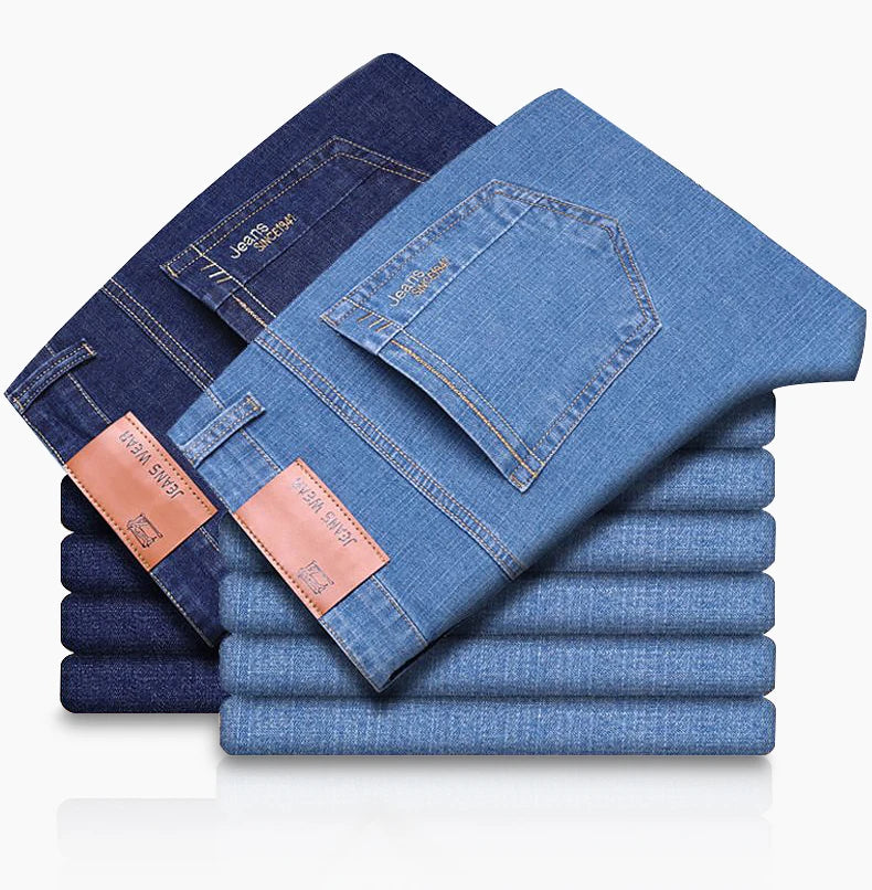 Men's Slim Straight Cotton Jeans – Comfortable Everyday Fit