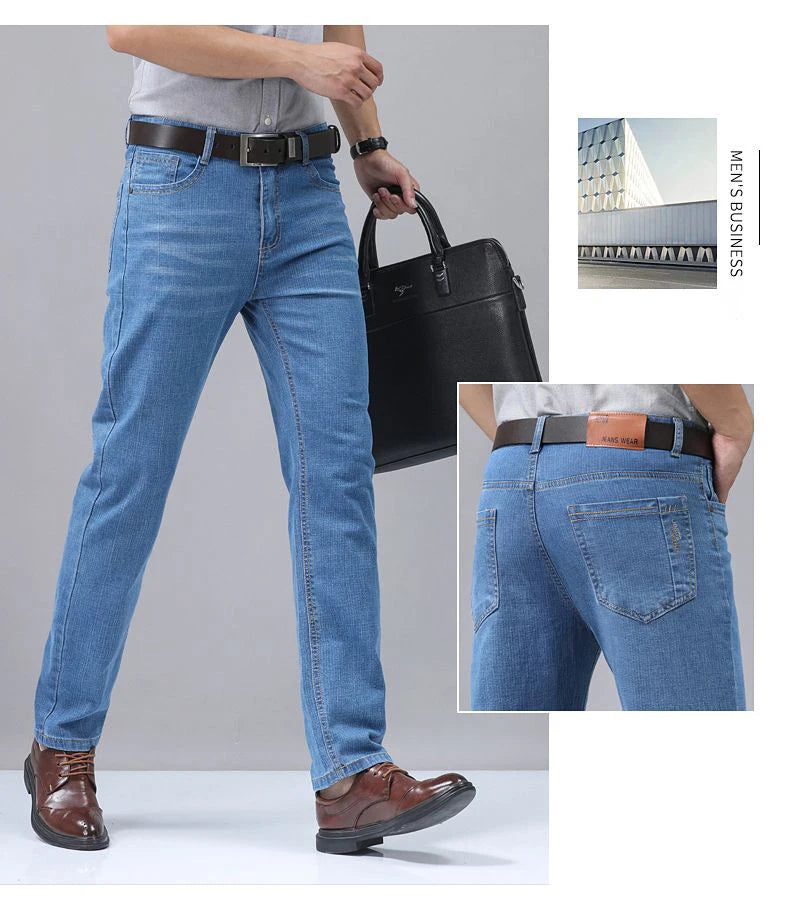 Men's Slim Straight Cotton Jeans – Comfortable Everyday Fit