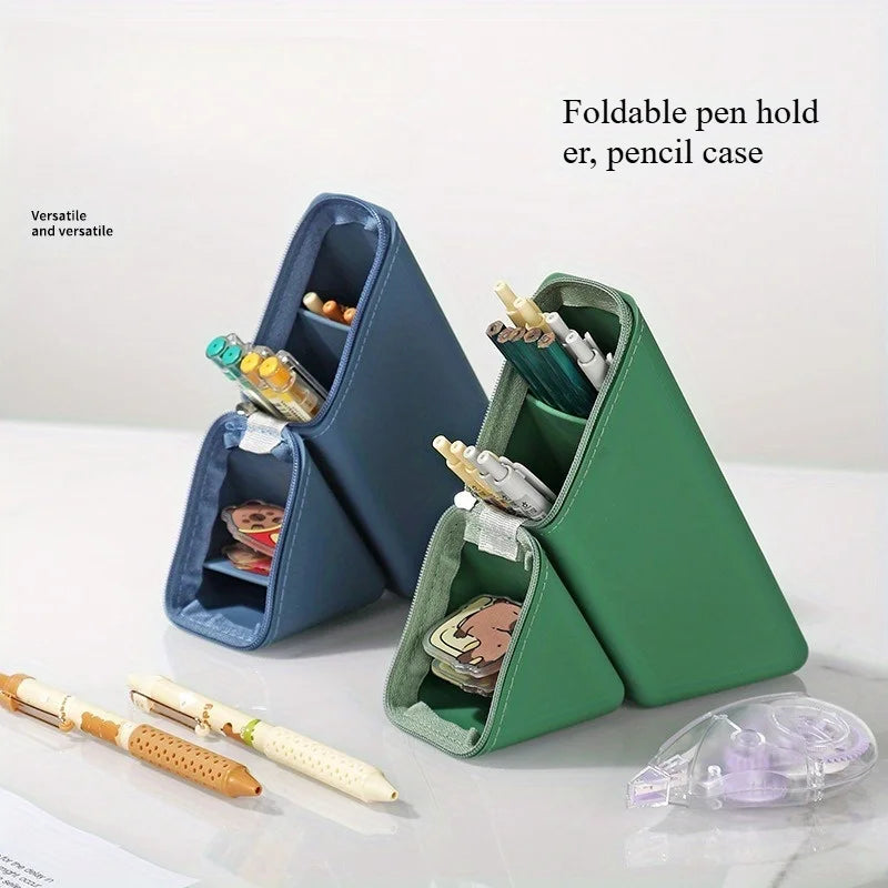 Foldable Silicone Pen Holder – Large Capacity Expandable Desk Organizer