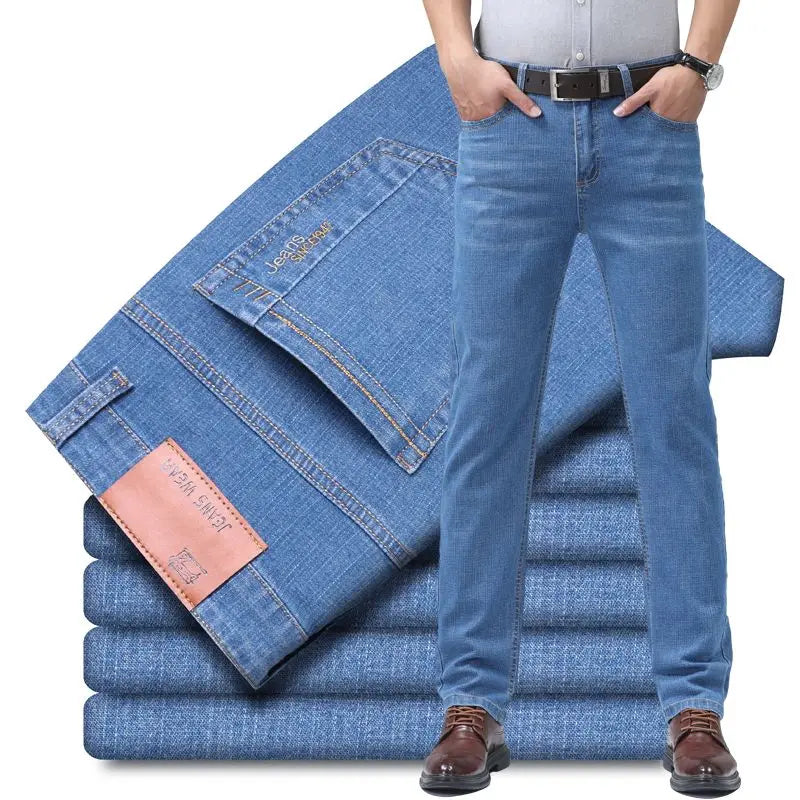 Men's Slim Straight Cotton Jeans – Comfortable Everyday Fit