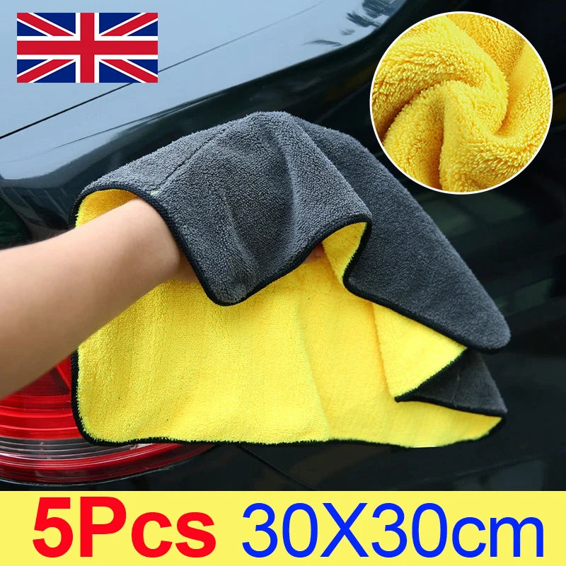 5-Pack Super Absorbent Microfiber Car Wash Towels