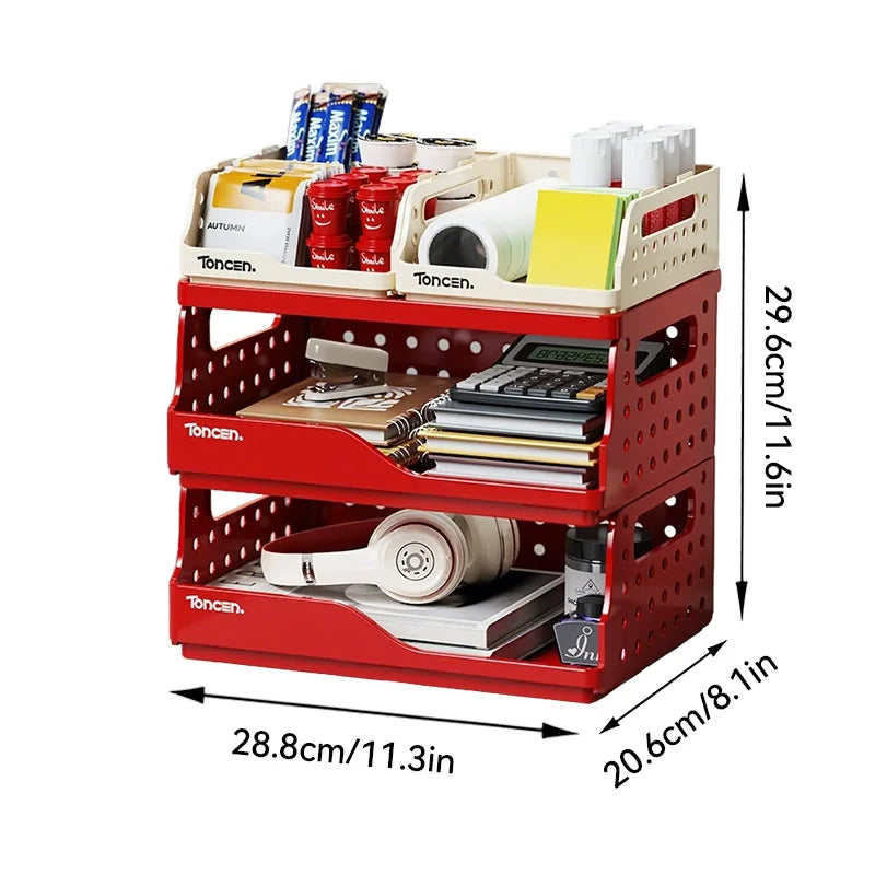 3-Tier Desktop Organizer with 2 Large Drawers – Office & Desk Storage
