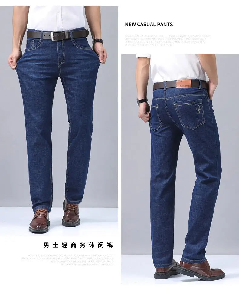 Men's Slim Straight Cotton Jeans – Comfortable Everyday Fit