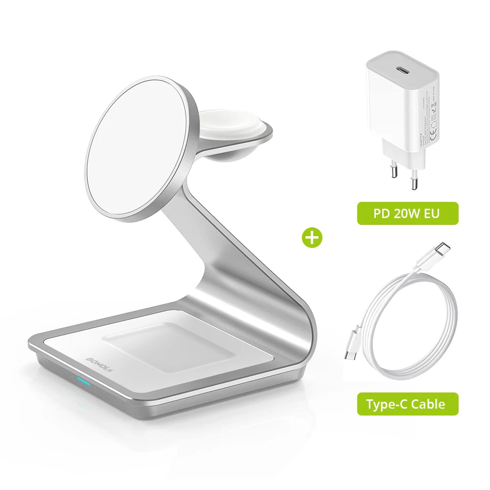 Bonola 3-in-1 Magnetic Wireless Charger for iPhone, AirPods & Apple Watch